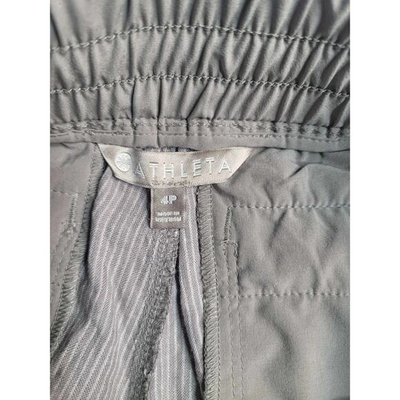 2697 Athleta 100% Linen Gray Pinstripe High Rise Straight Leg Pants Size 4P - Picture 5 of 6